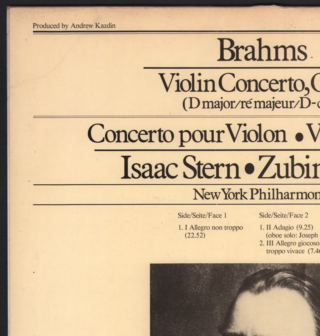 Isaac Stern / Zubin Mehta / New York Philharmonic - Brahms - Violin Concerto - Lp