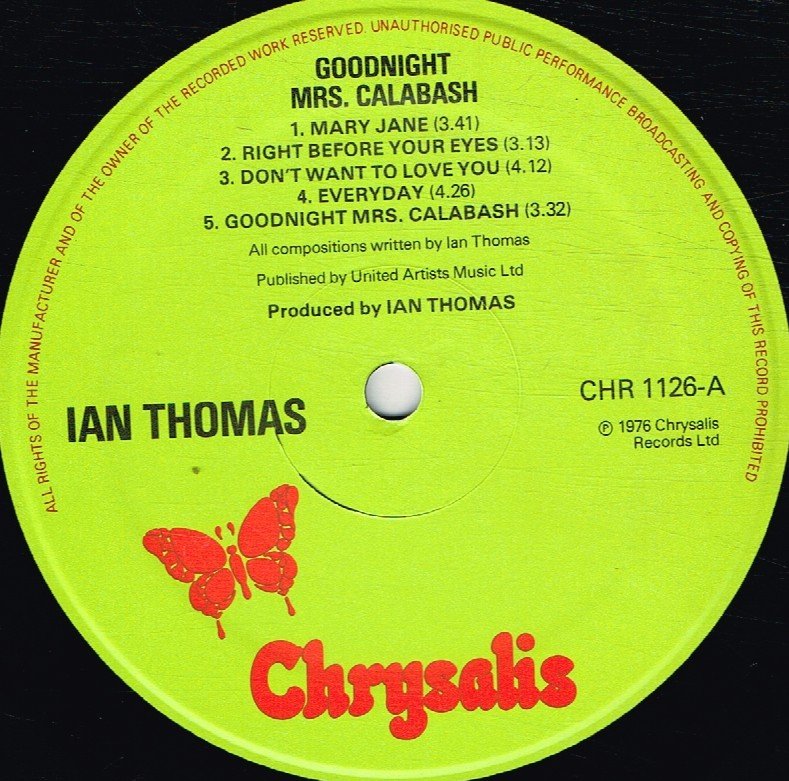 Ian Thomas Band - Goodnight Mrs. Calabash - Lp