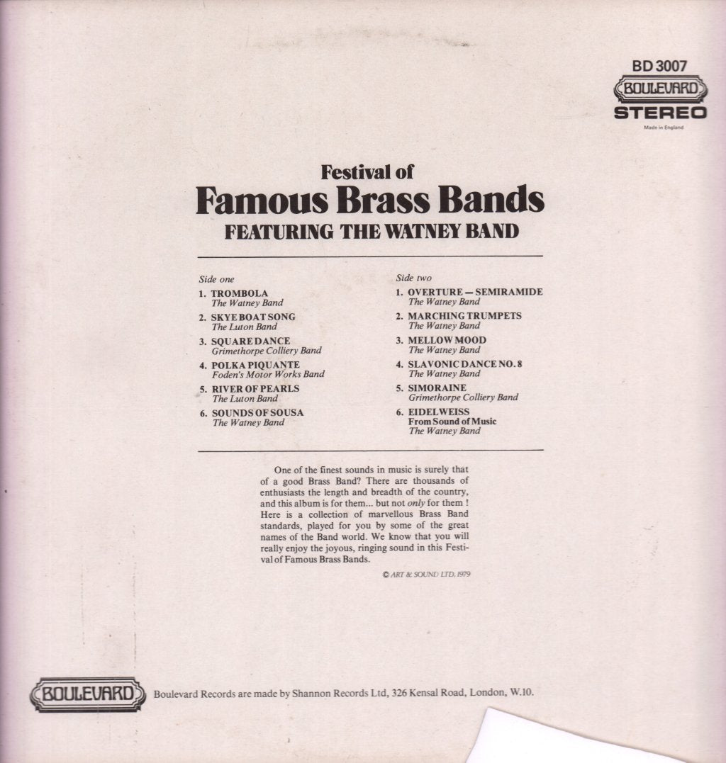 Various Artists - Festival Of Famous Brass Bands featuring the watney band - Lp