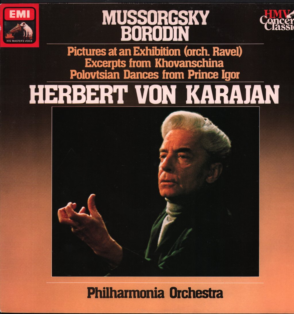 Herbert Von Karajan / Philharmonia Orchestra - Mussorgsky / Borodin - Pictures At An Exhibition / "Khovanschina" Excerpts / Polovtsian Dances From "Prince Igor" - Lp