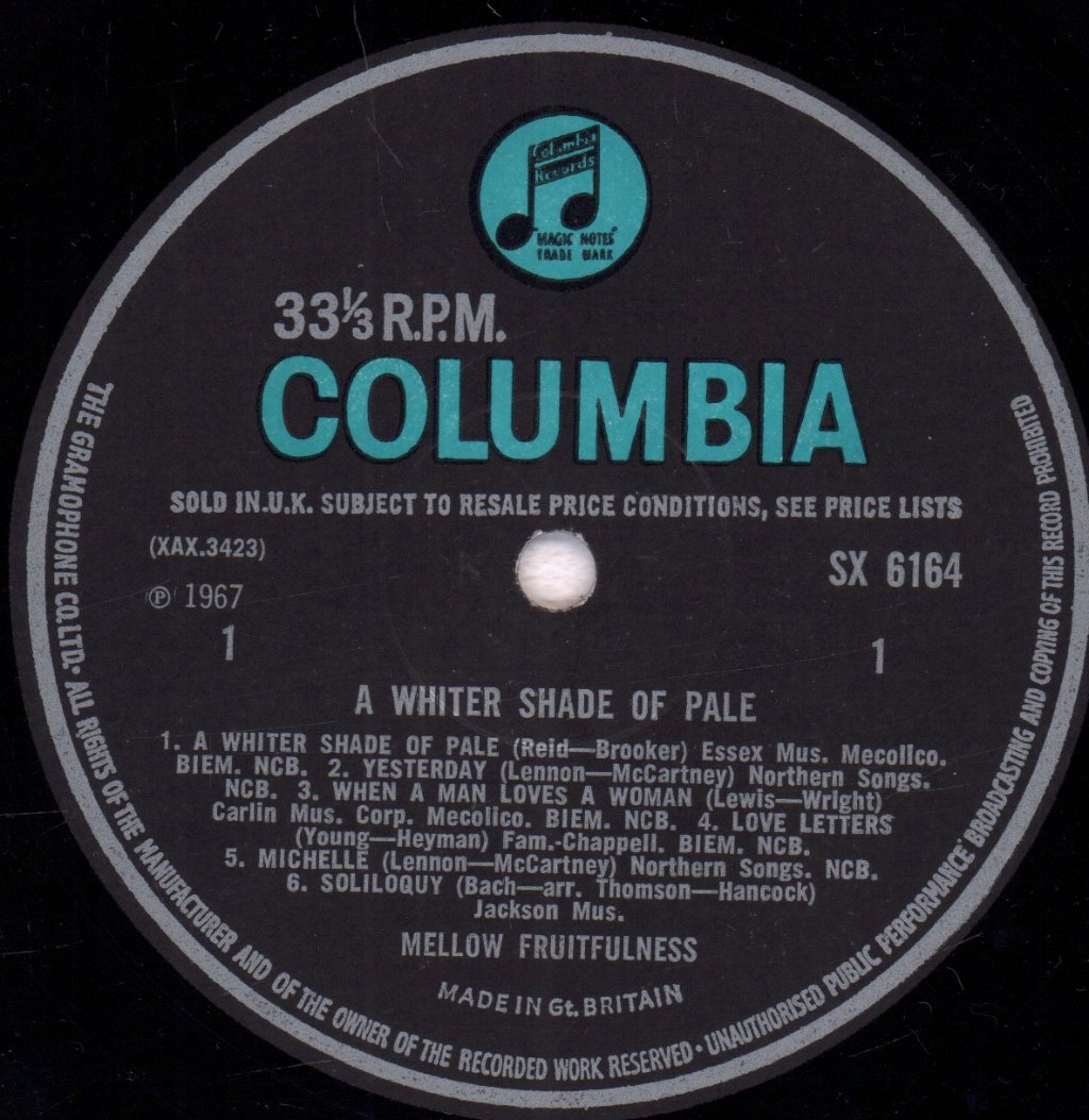 Mellow Fruitfulness - A Whiter Shade Of Pale - Lp