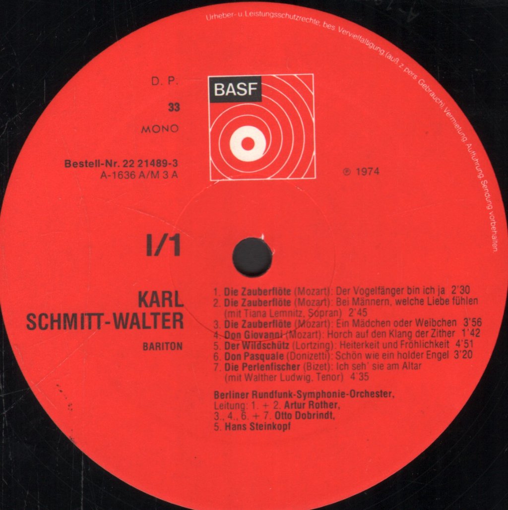 Karl Schmitt-Walter - Historische Aufnahmen Aus Den Jahren 1941-1946 - Double Lp