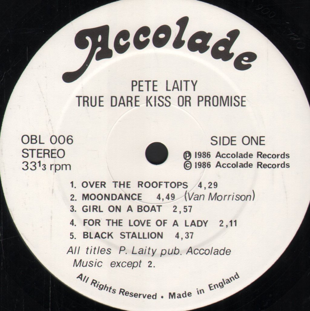 Pete Laity - True Dare Kiss Or Promise - Lp