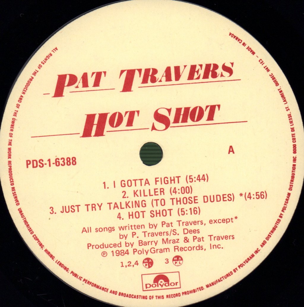 Pat Travers - Hot Shot - Lp