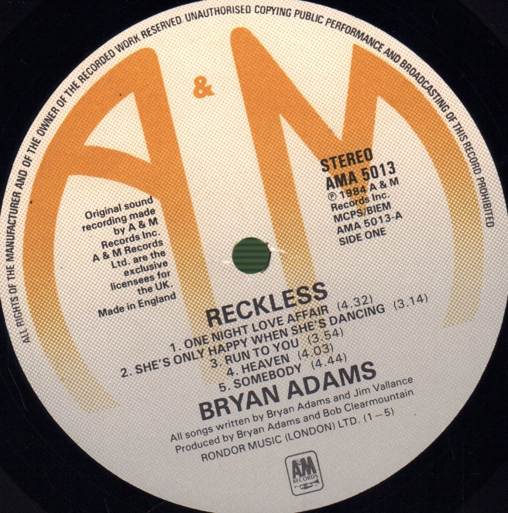 Bryan Adams - Reckless - Lp