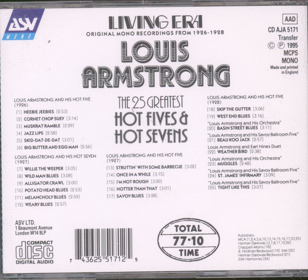 Louis Armstrong - Hot Fives & Hot Sevens - Cd