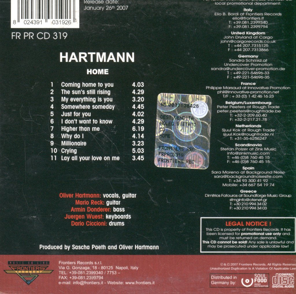 Hartmann - Home - Cd