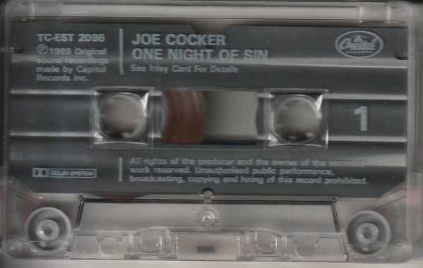 Joe Cocker - One Night Of Sin - Cassette