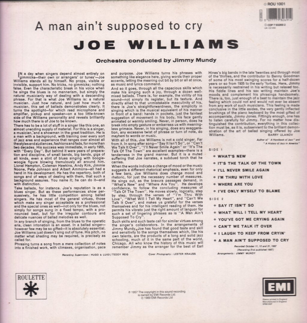 Joe Williams - A Man Ain't Supposed To Cry - Lp