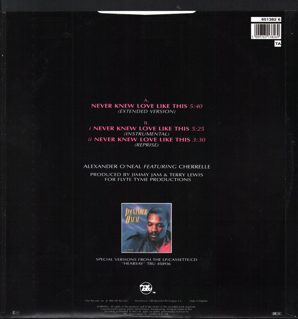 Alexander O'Neal Featuring Cherrelle - Never Knew Love Like This - 12 Inch