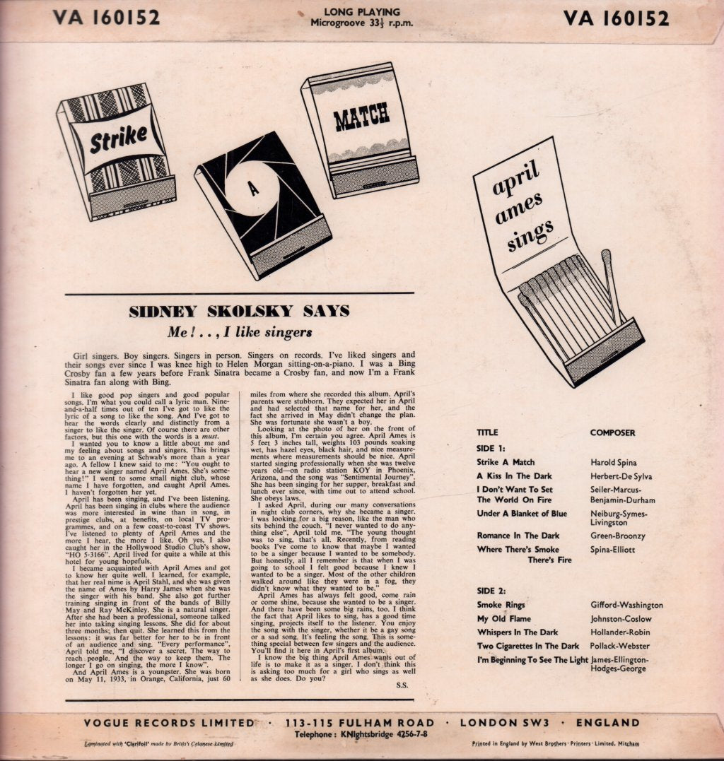 April Ames - Strike A Match - Lp