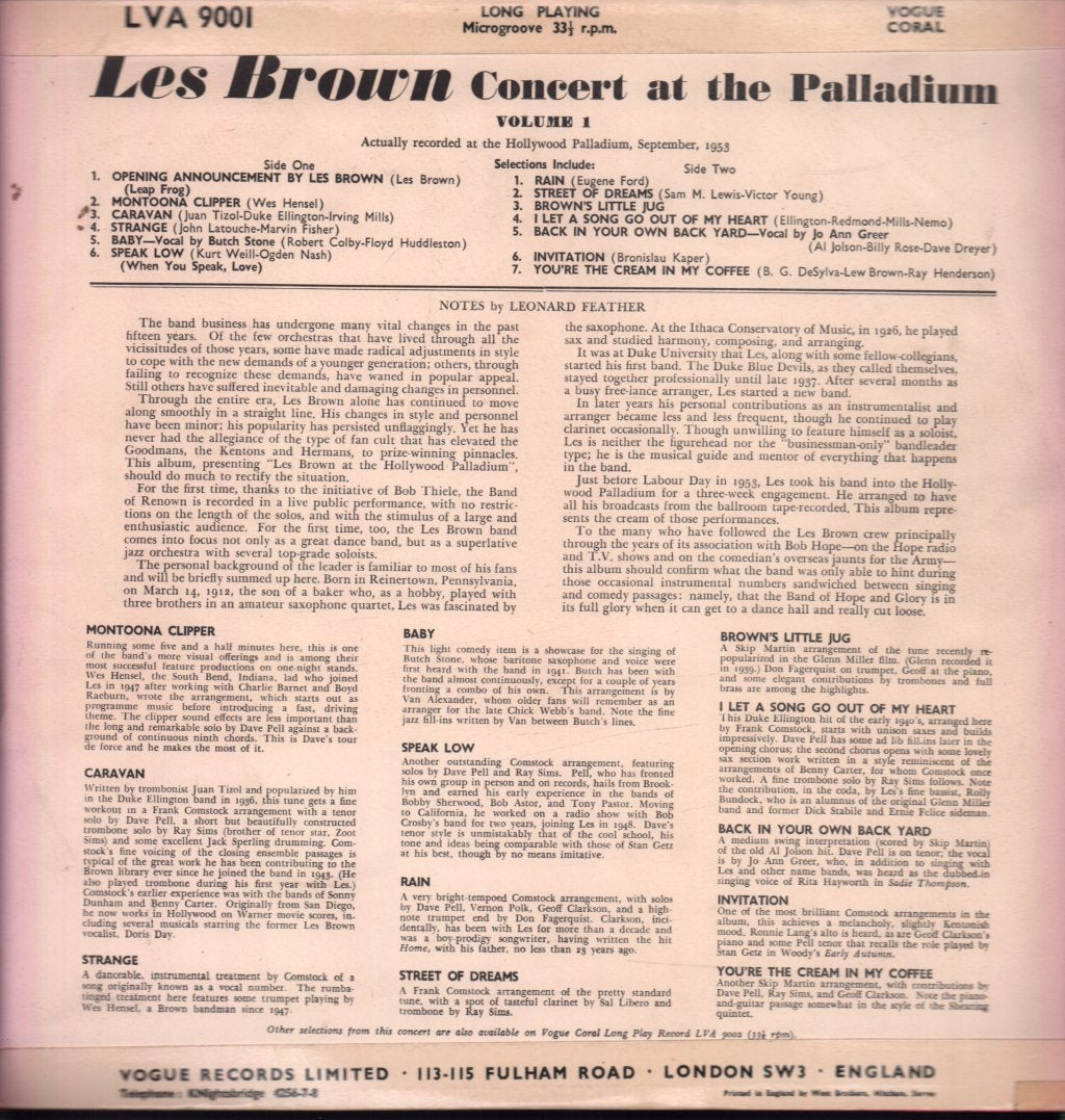 Les Brown And His Band Of Renown - Concert At The Hollywood Palladium Vol 1 - Lp