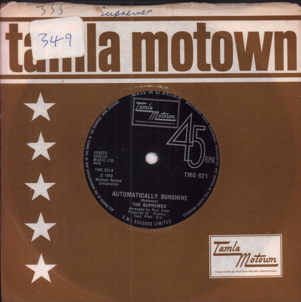 Supremes - Automatically Sunshine - 7 Inch