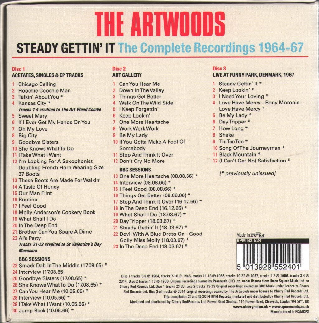 Artwoods - Steady Gettin' It: The Complete Recordings 1964-67 - Cd