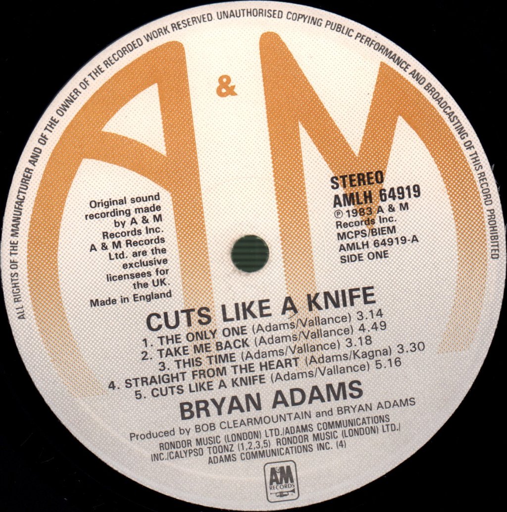 Bryan Adams - Cuts Like A Knife - Lp