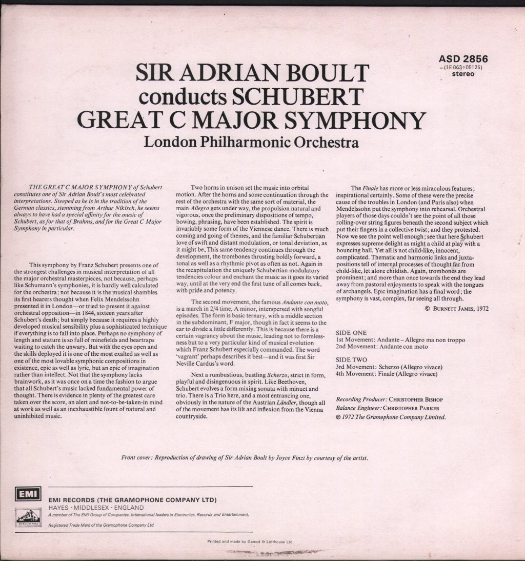 Sir Adrian Boult / London Philharmonic Orchestra - Schubert - Great C Major Symphony - Lp