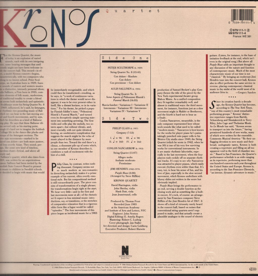 Kronos Quartet - Kronos Quartet - Lp