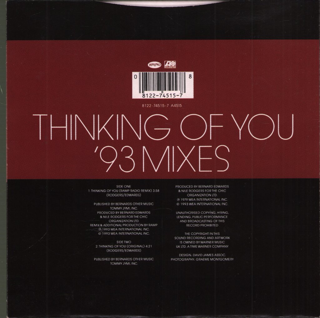Sister Sledge - Thinking Of You ('93 Mixes) - 7 Inch