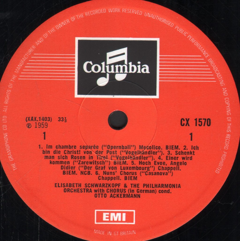 Elisabeth Schwarzkopf / Otto Ackermann / Philharmonia Orchestra - Elisabeth Schwarzkopf Sings Operetta - Lp