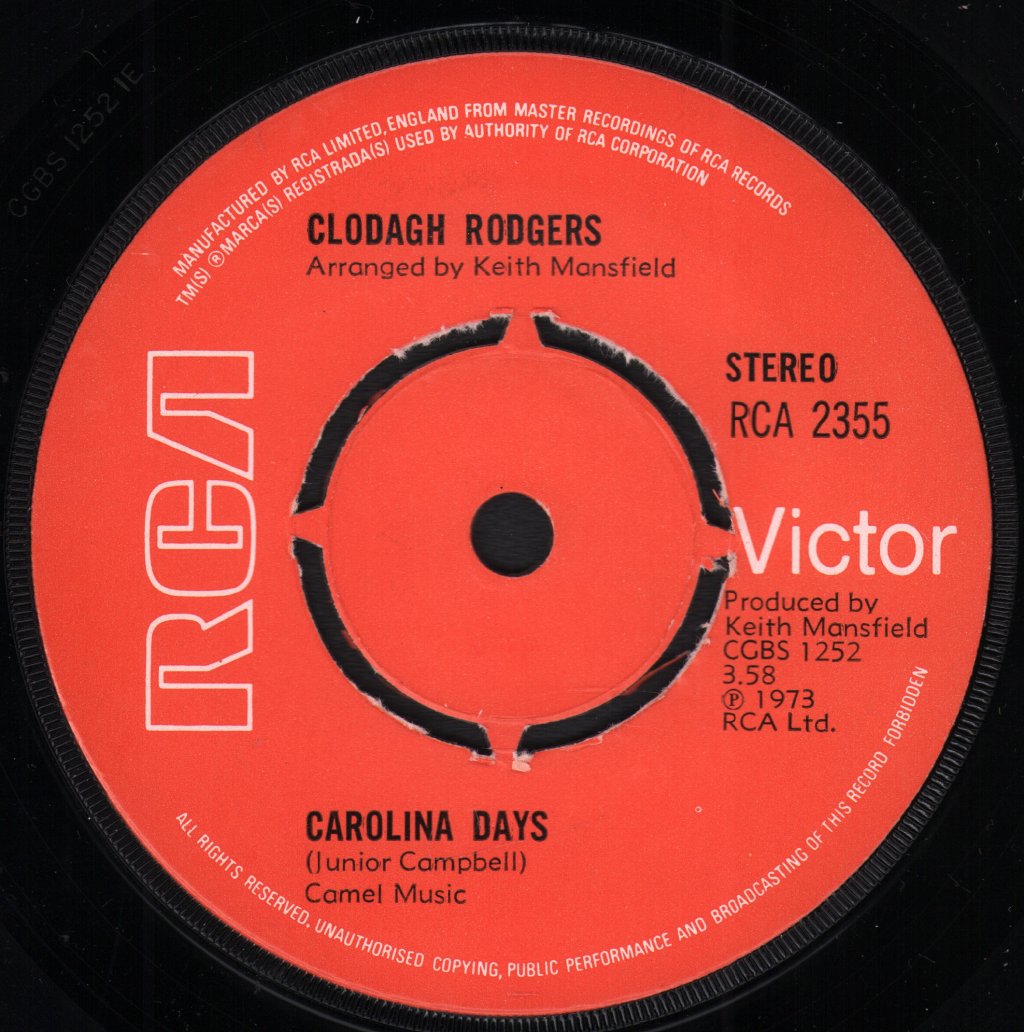 Clodagh Rodgers - Carolina Days - 7 Inch