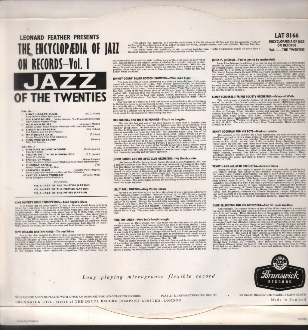 Encyclopedia Of Jazz On Records Vol 1 - Various Artists - The Twenties - Lp