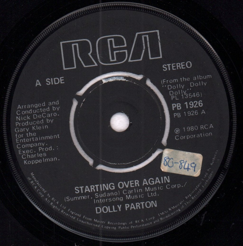Dolly Parton - Starting Over Again - 7 Inch