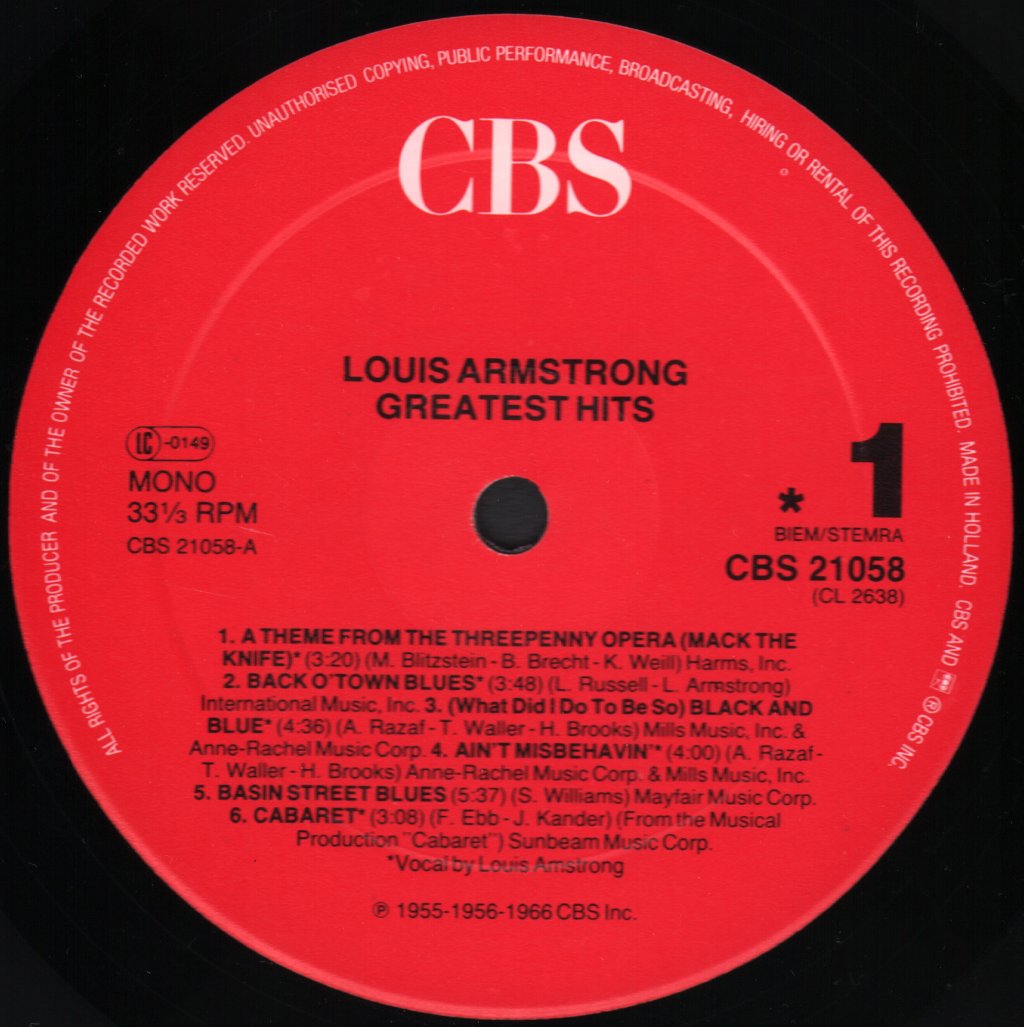Louis Armstrong - Greatest Hits - Lp