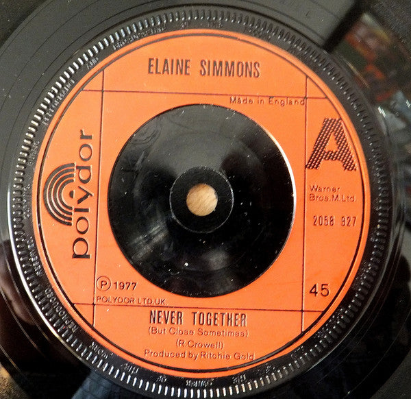 Elaine Simmons - Never Together - 7 Inch