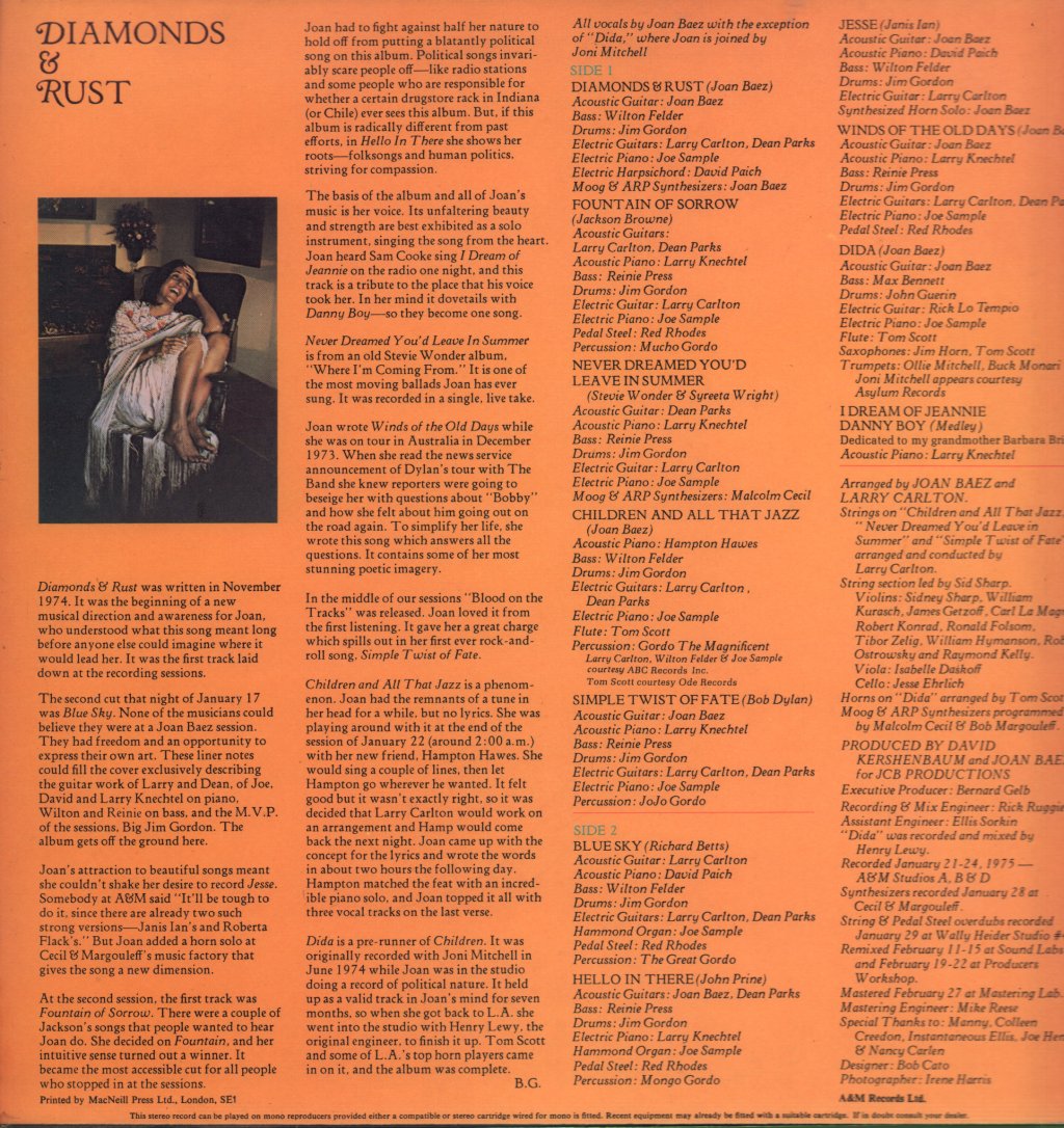 Joan Baez - Diamonds And Rust - Lp
