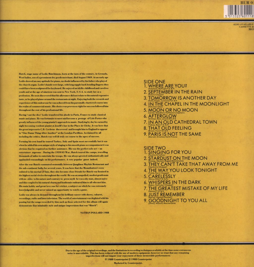 hutch (leslie hutchinson) - That Old Feeling - Lp