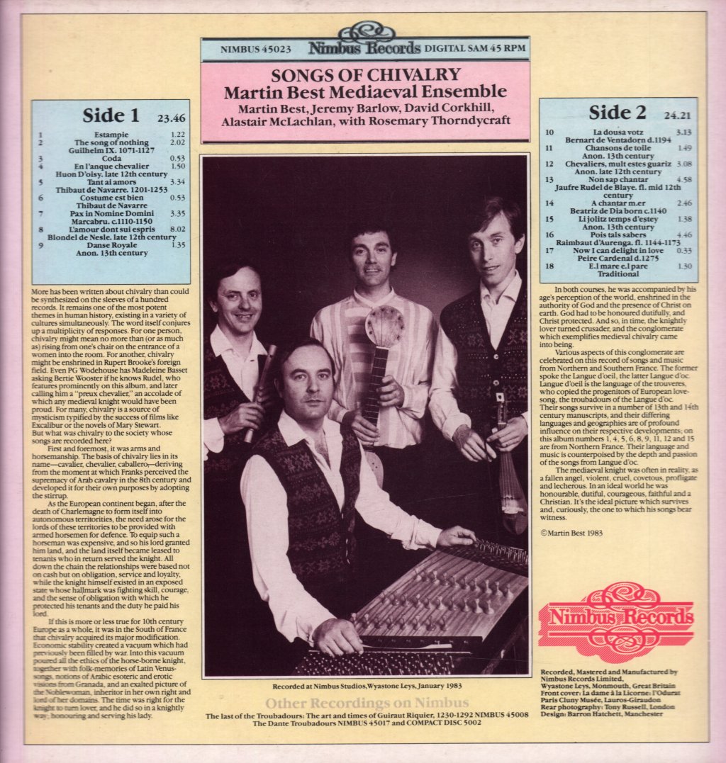 Martin Best Mediaeval Ensemble - Songs Of Chivalry - Lp