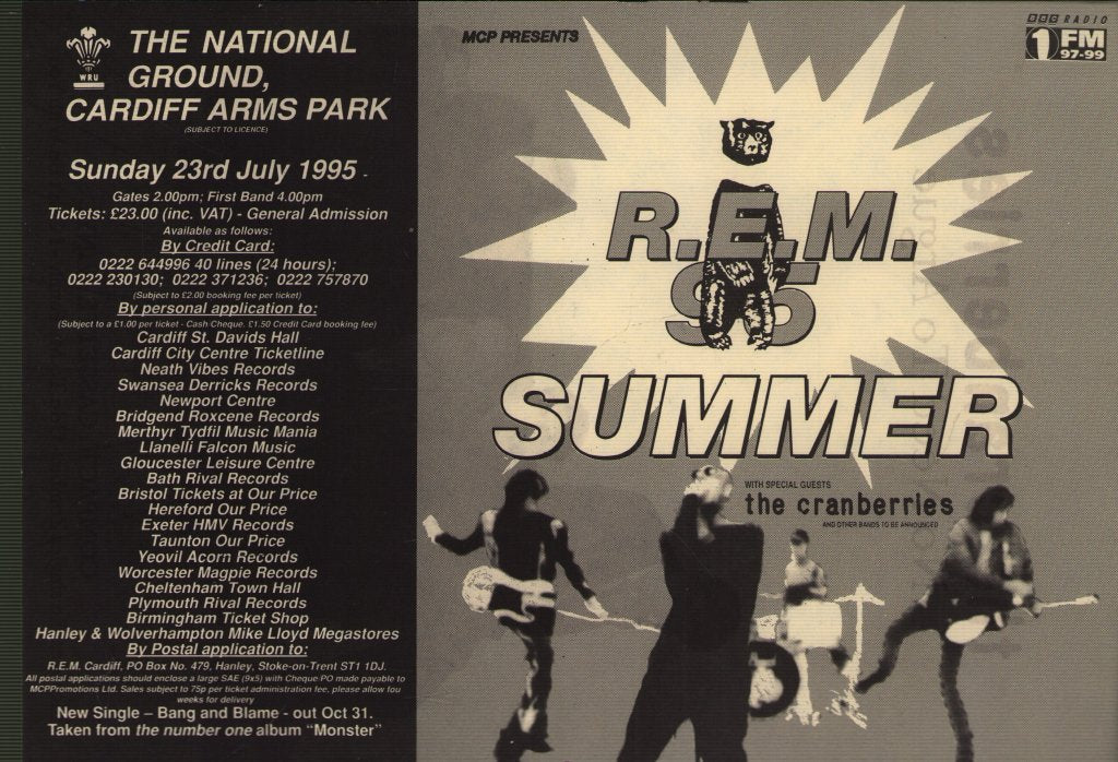 REM/Cranberries - National Ground, Cardiff/No Need To Argue - Flyer