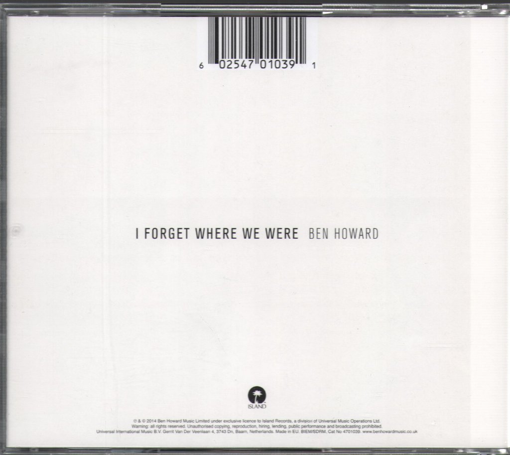 Ben Howard - I Forget Where We Were - Cd