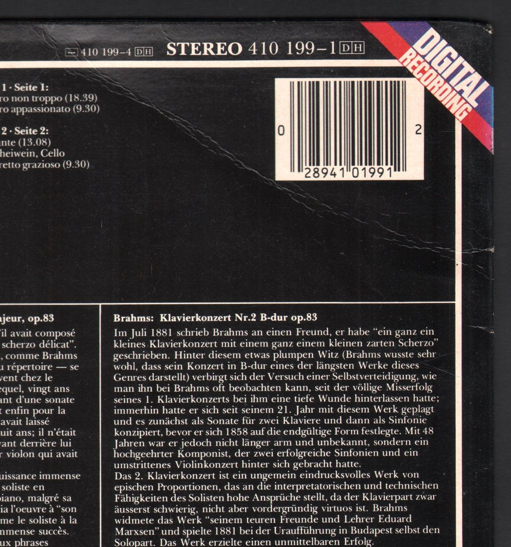 Vladimir Ashkenazy / Bernard Haitink / Wiener Philharmoniker - Brahms - Piano Concerto No.2 / Klavierkonzert Nr.2 - Lp