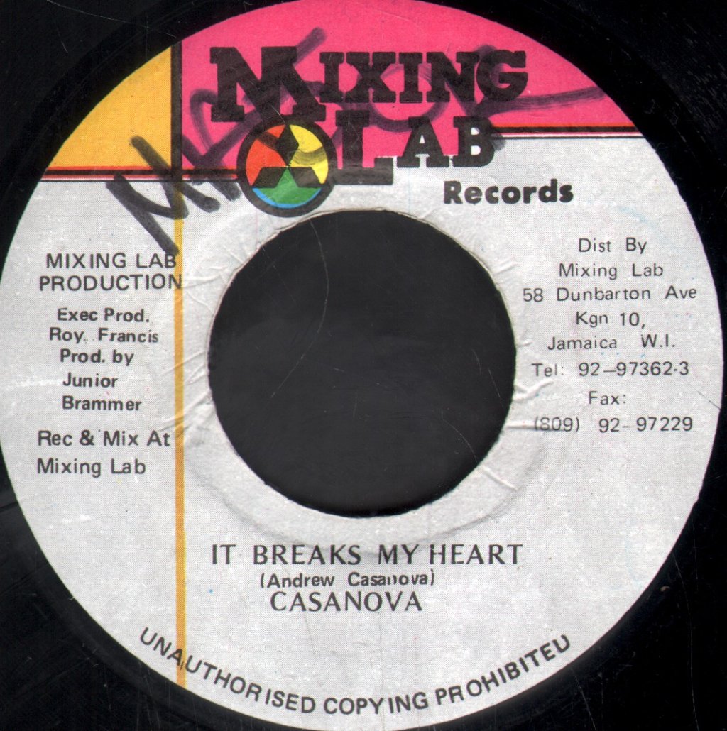 Cassanova - It Breaks My Heart - 7 Inch