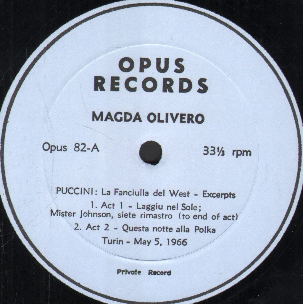 Magda Olivero - Puccini: Girl Of The Golden West Excerpts - Lp