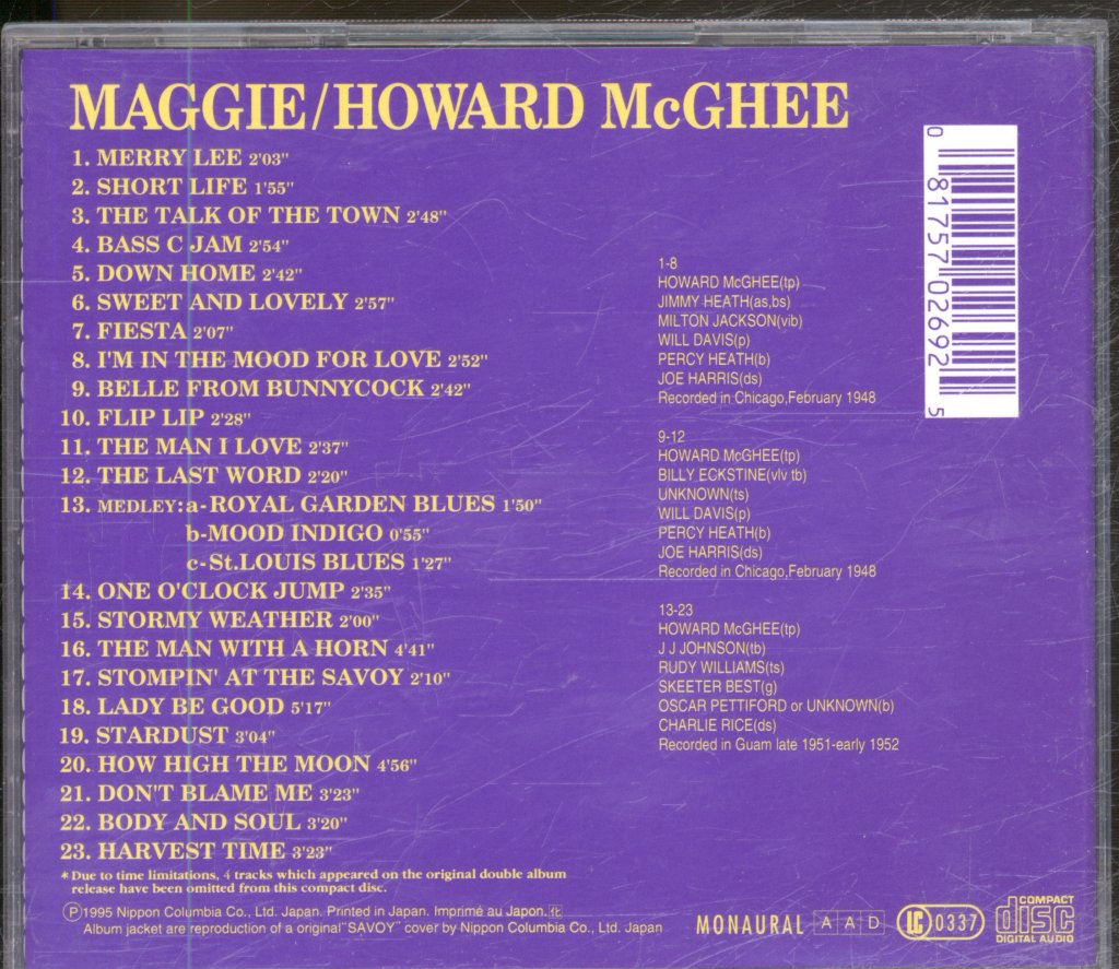 Howard Mcghee - Maggie - Cd