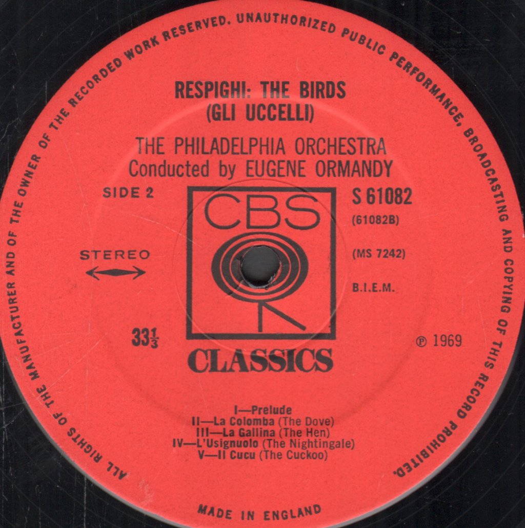 Eugene Ormandy / Philadelphia Orchestra - Respighi - Birds, Church Windows - Lp