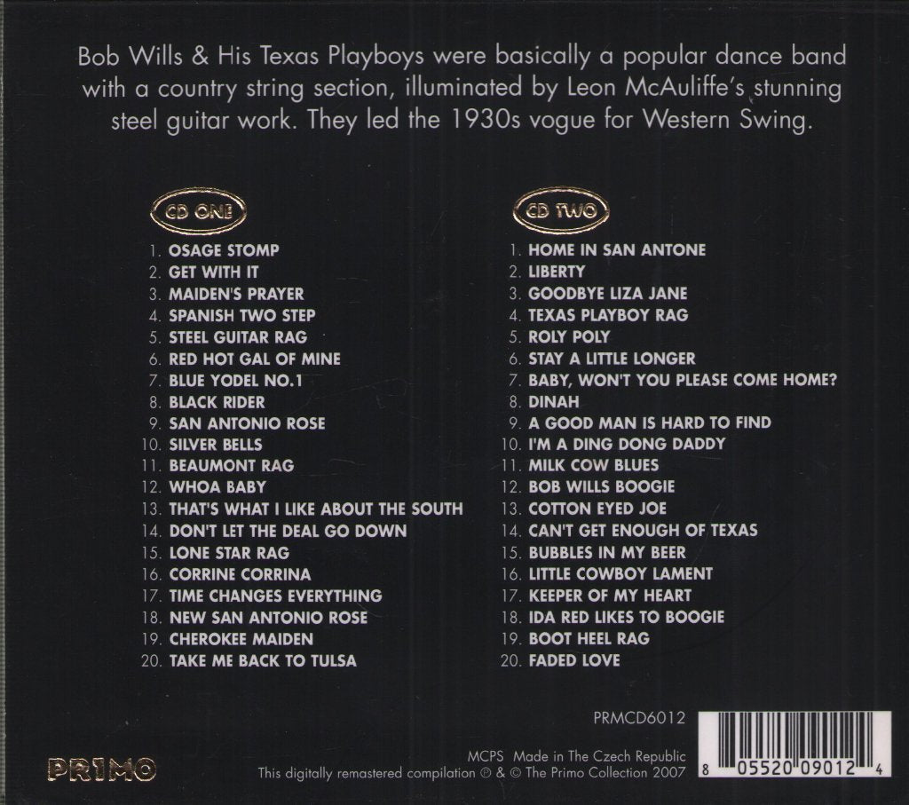 Bob Wills & His Texas Playboys - King Of Western Swing - Double Cd