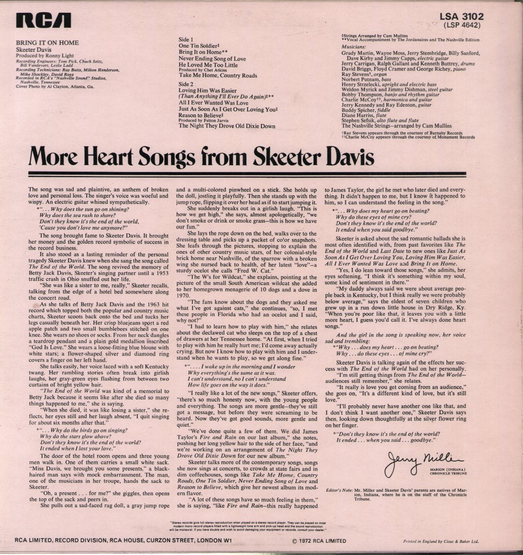 Skeeter Davis - Bring It On Home - Lp