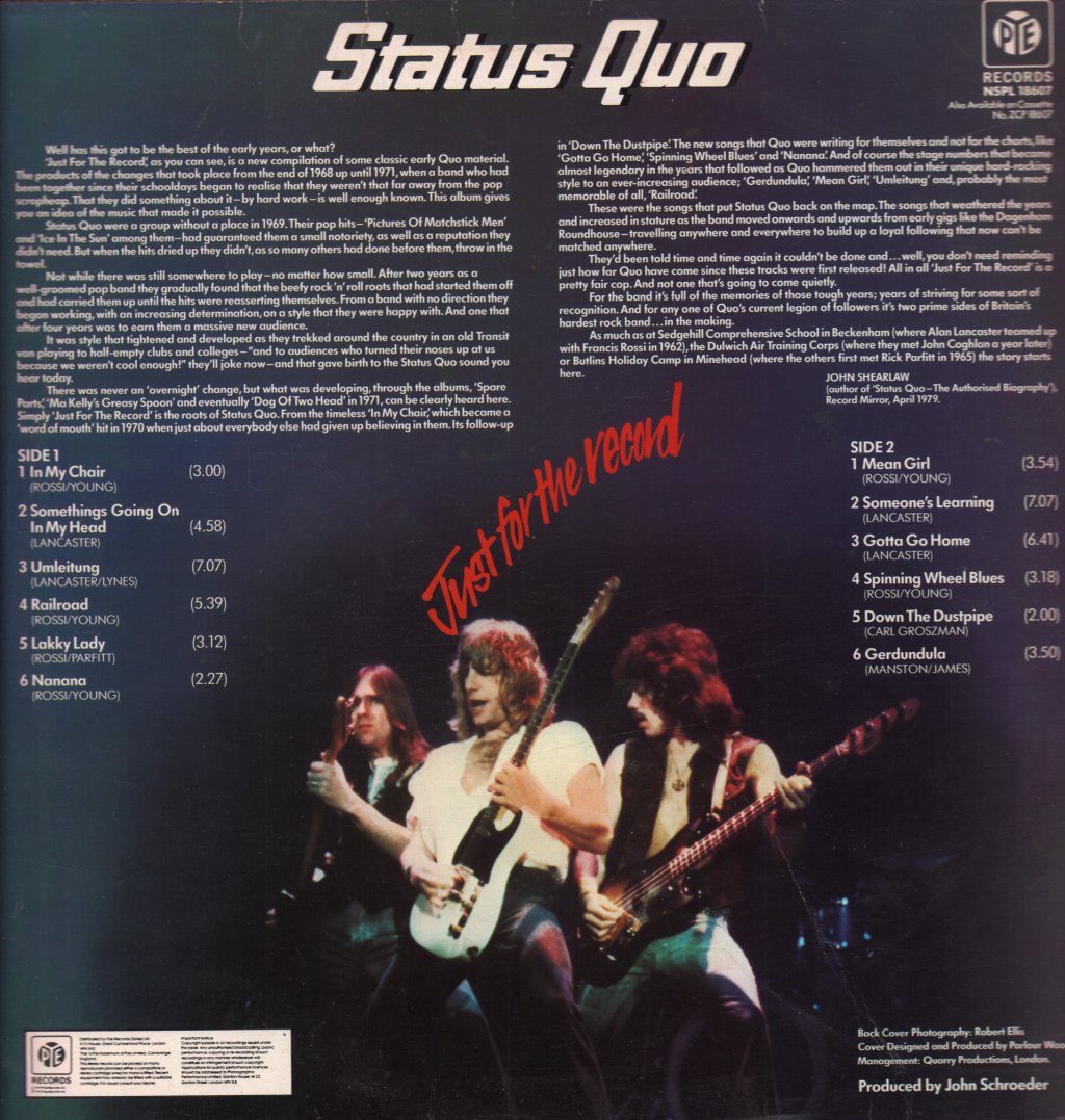Status Quo - Just For The Record - Lp