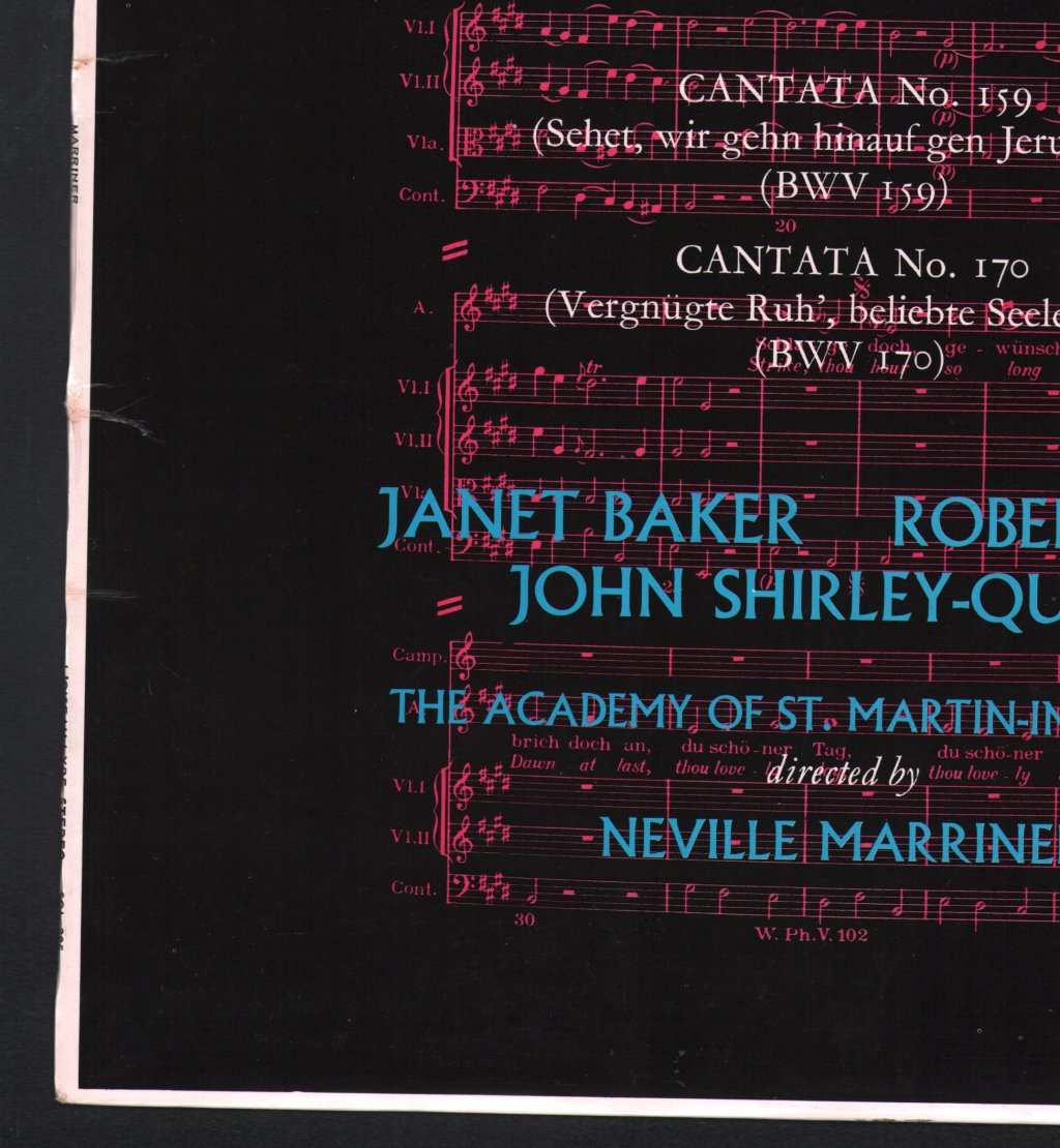 Janet Baker / Robert Tear / John Shirley-Quirk /  Neville Marriner / Academy Of St Martin-in-the-Fields - J.S. Bach - Cantatas No. 159 & 170 - Lp
