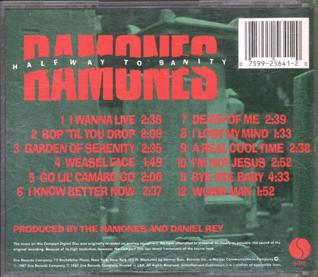 Ramones - Halfway To Sanity - Cd – Vinyl Tap