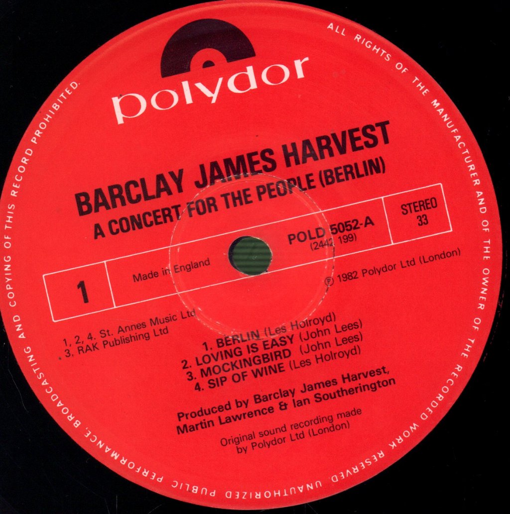 Barclay James Harvest - A Concert For The People (Berlin) - Lp