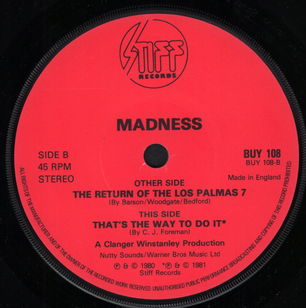 Madness - Return Of The Los Palmas 7 - 7 Inch