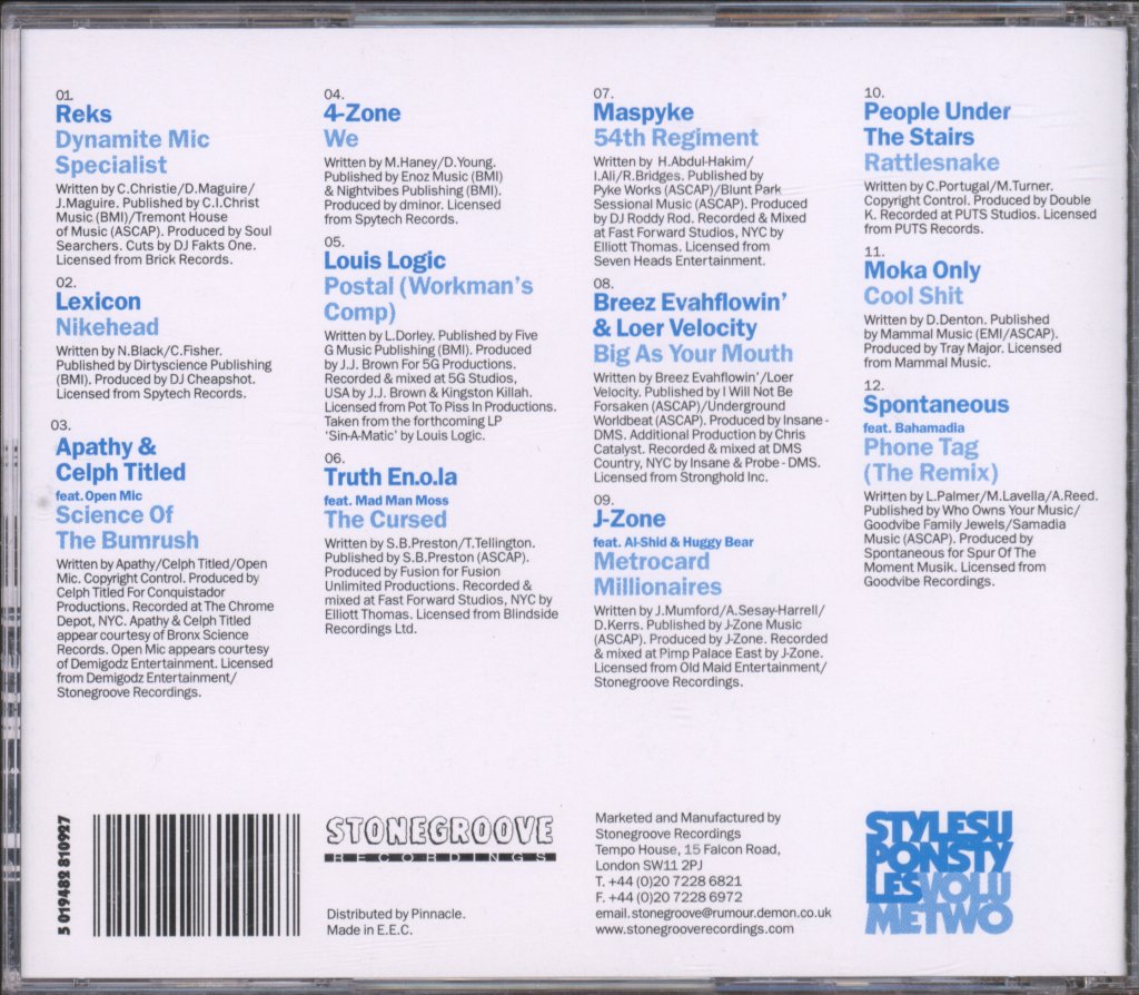Various Artists - Styles Upon Styles - Volume Two: More Hip Hop From The Ground On Up - Cd