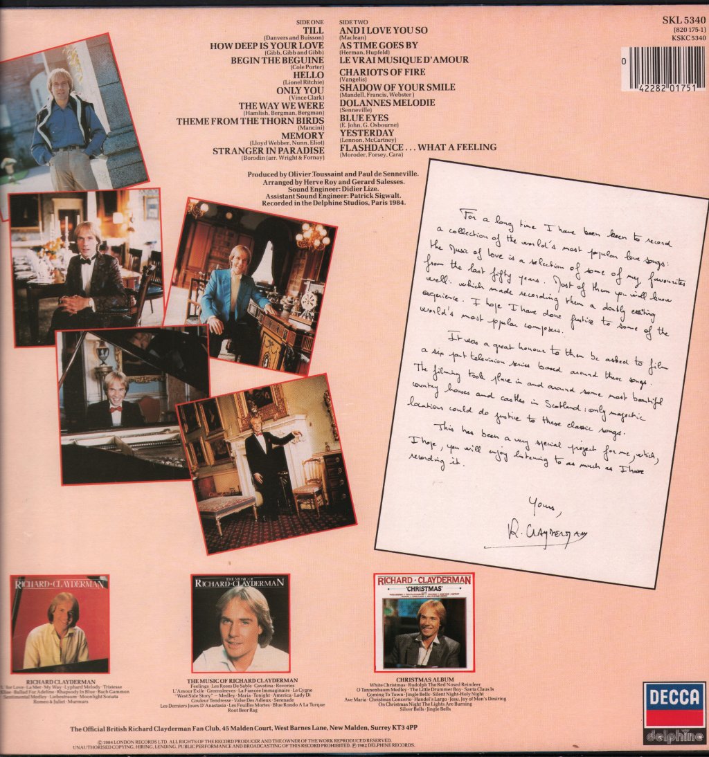 Richard Clayderman - Music Of Love - Lp