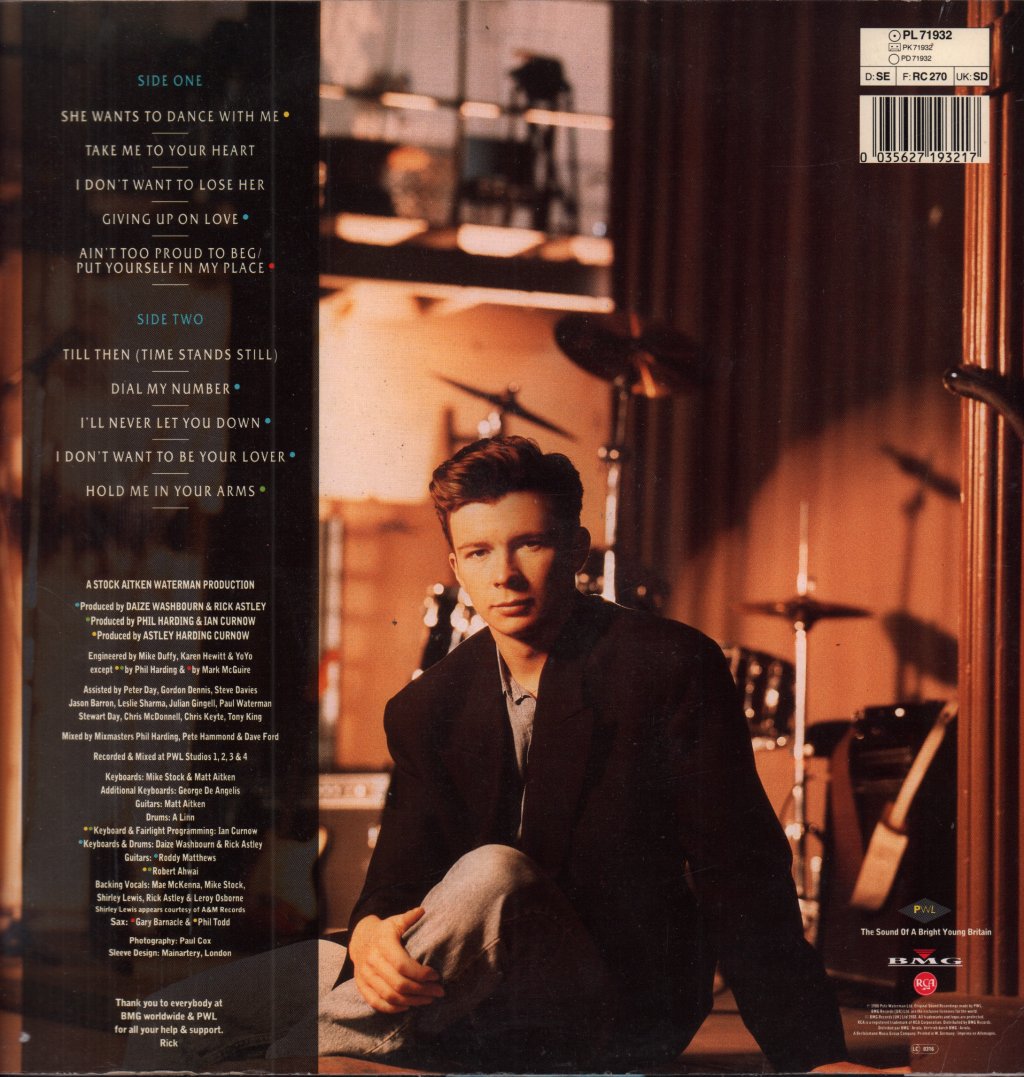 Rick Astley - Hold Me In Your Arms - Lp