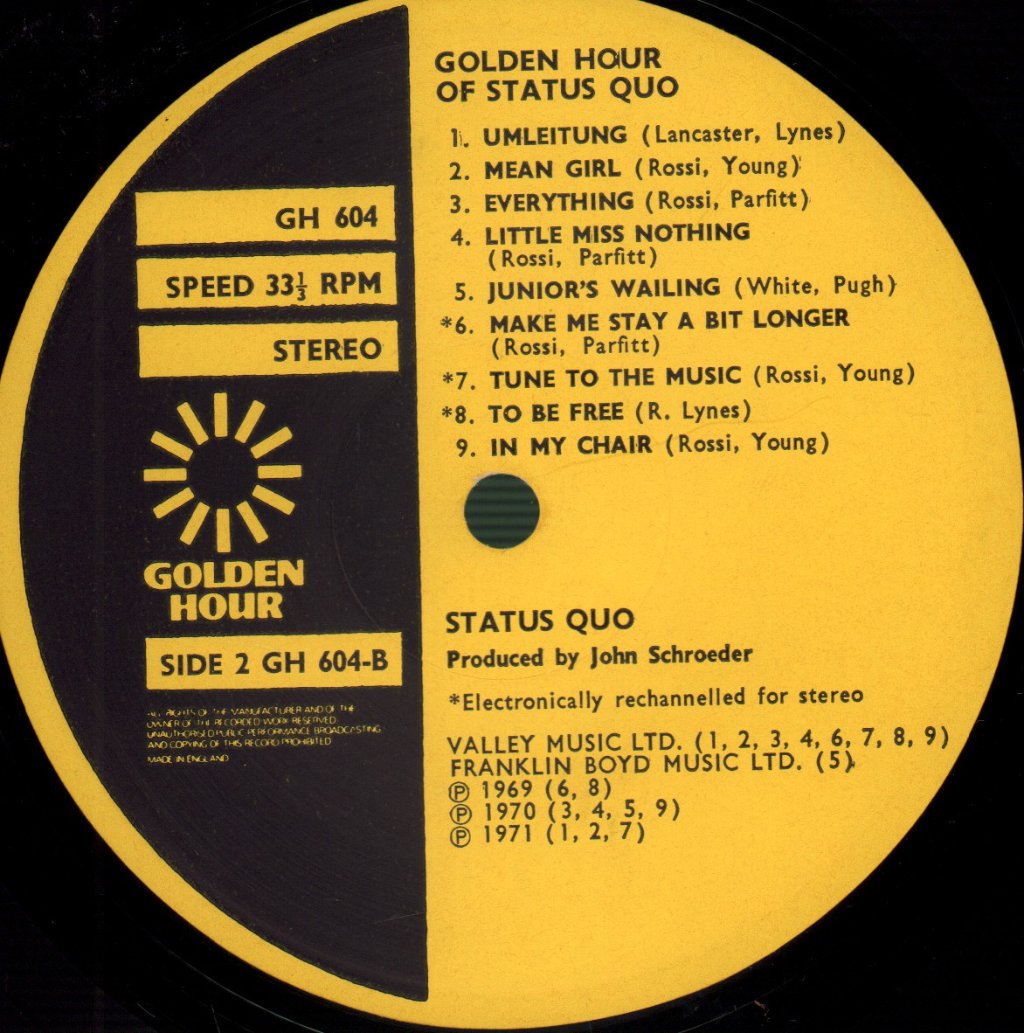 Status Quo - Down The Dustpipe - Lp