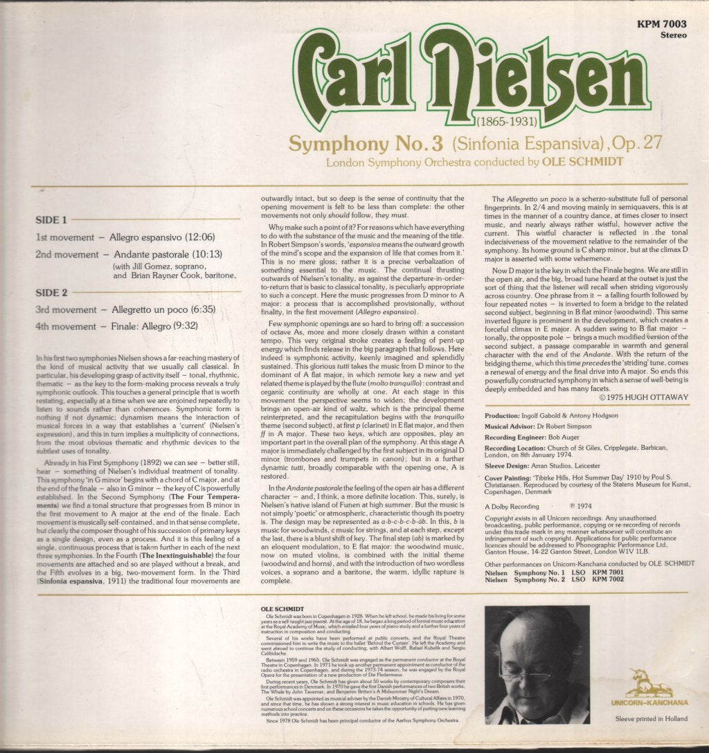 London Symphony Orchestra / Ole Schmidt - Carl Nielsen - Symphony No. 3 - Lp